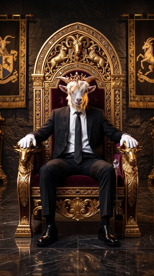 The Handsome King Goat in gold and black